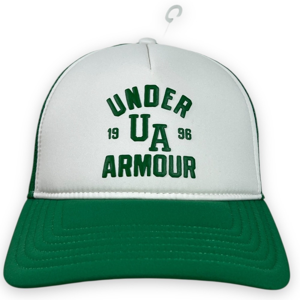 Under Armour UA 1996 Foam Trucker Hat Green White Snapback Mens